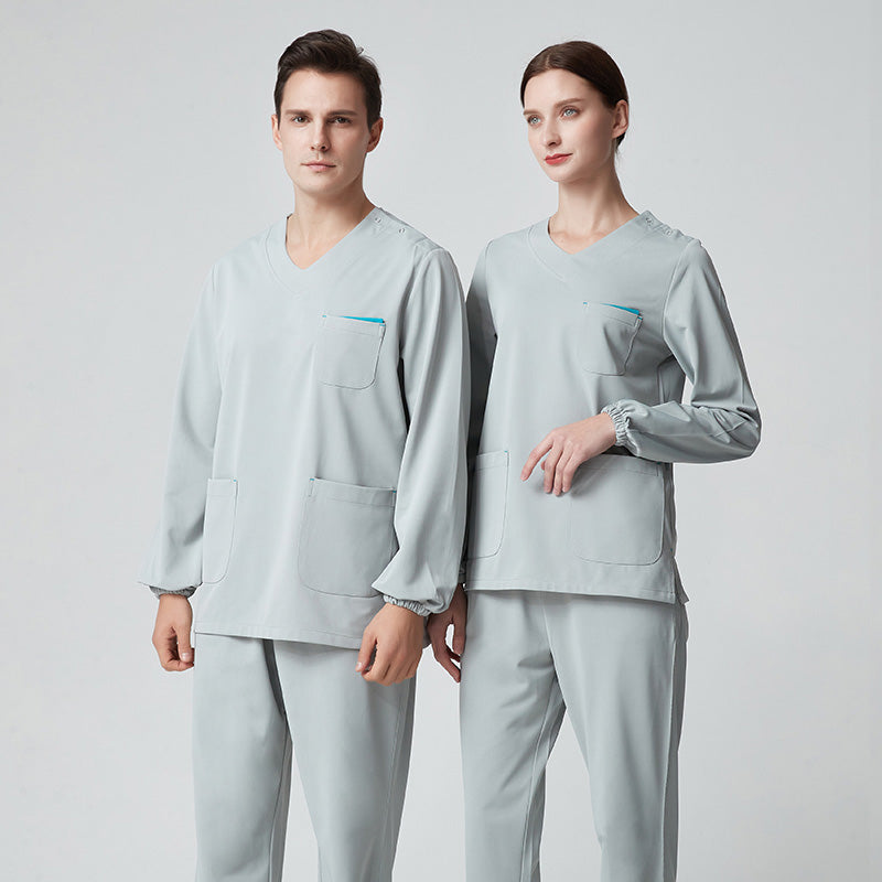 スクラブ上下セット 長袖 男女兼用 XS〜XXXL 4色