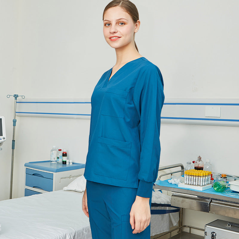 スクラブ上下セット 長袖 女性用 男性用 S〜XXL 2色