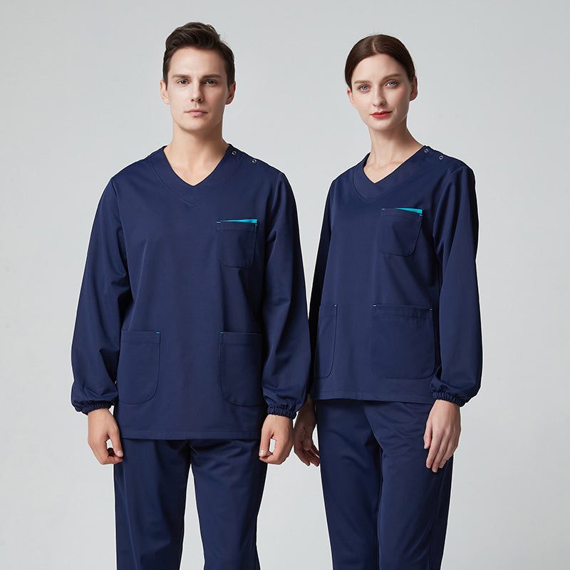 スクラブ上下セット 長袖 男女兼用 XS〜XXXL 4色