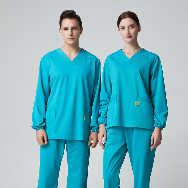 スクラブ上下セット 長袖 男女兼用 XS〜XXXL 2色