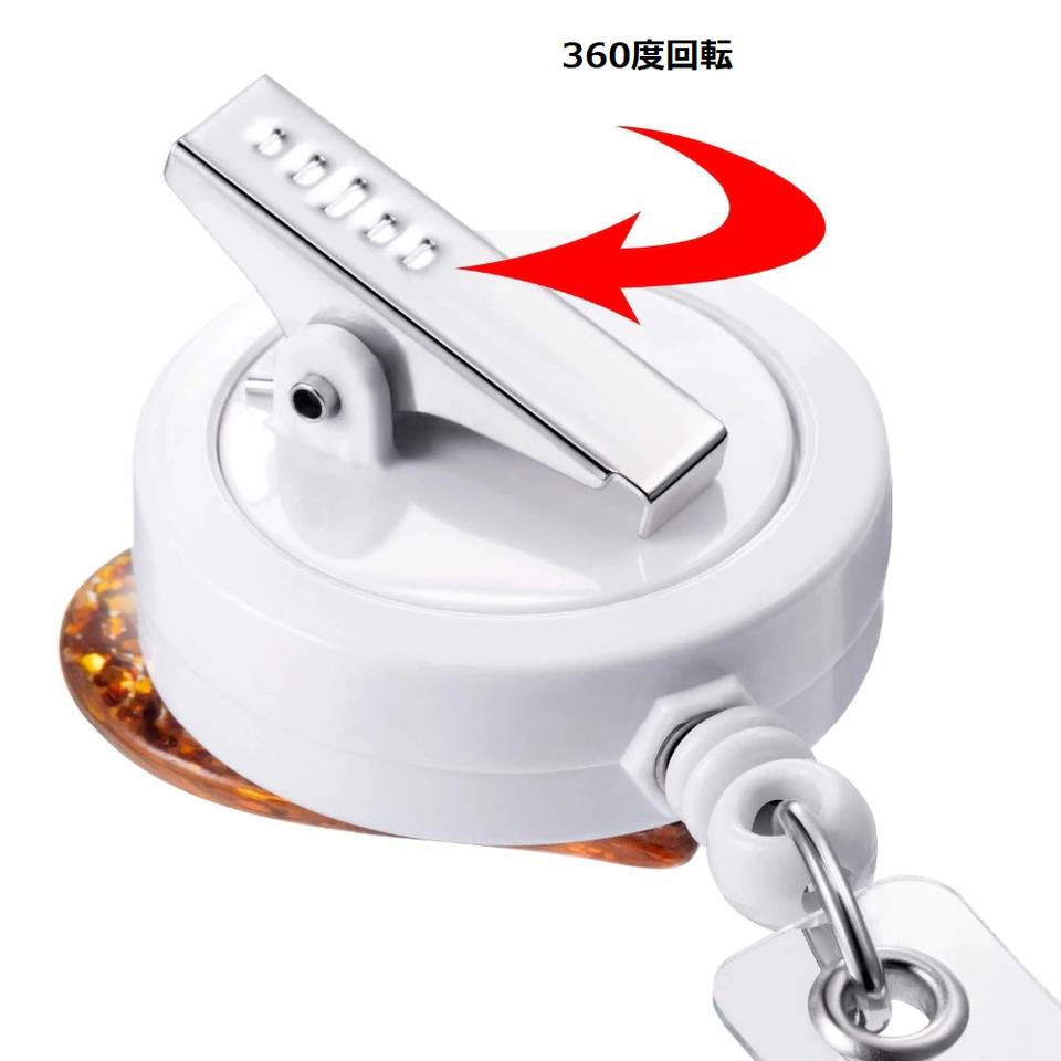 リール付ネームクリップ 10色セット ハート柄