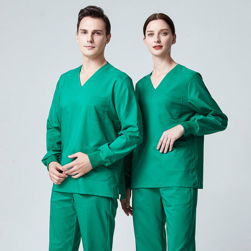 スクラブ上下セット 長袖 男女兼用 XS〜XXXL 2色