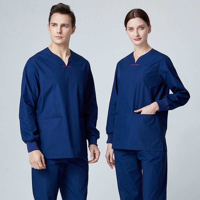 スクラブ上下セット 長袖 男女兼用 XS〜XXXL 2色