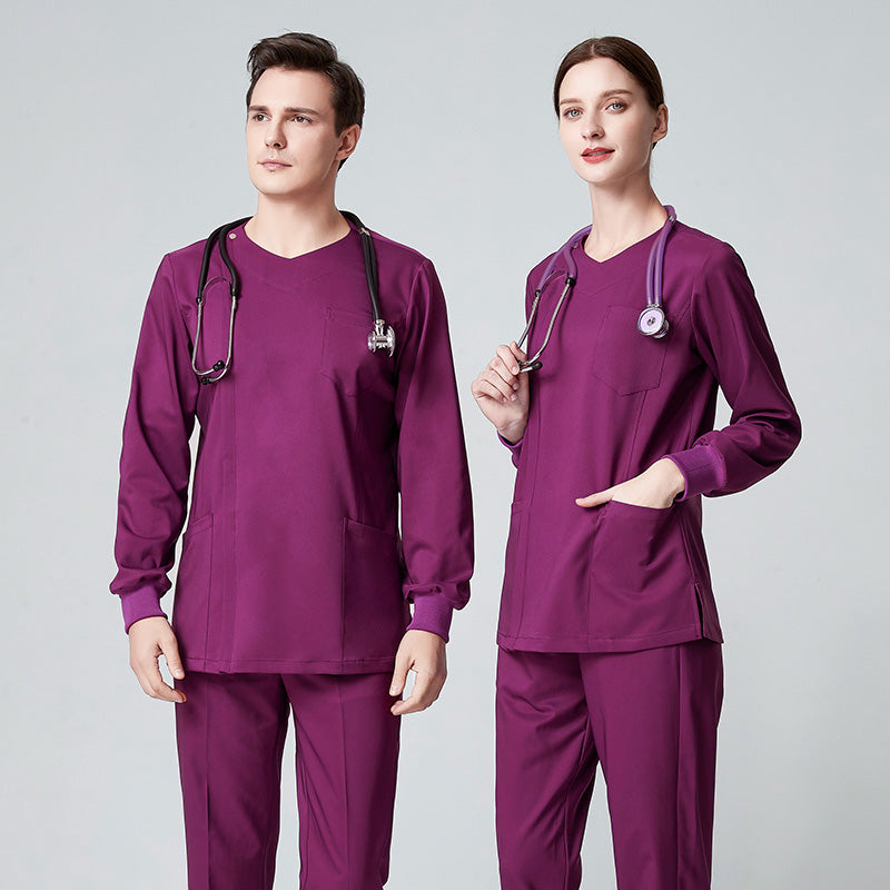 スクラブ上下セット 長袖 男女兼用 XS〜XXXL 2色