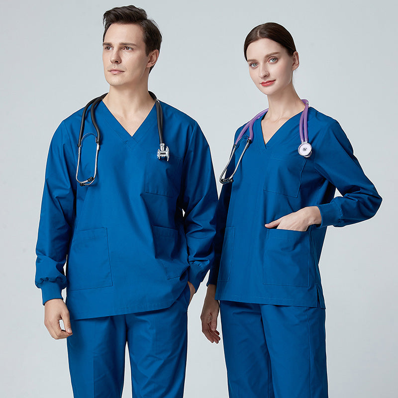 スクラブ上下セット 長袖 男女兼用 XS〜XXXL 5色