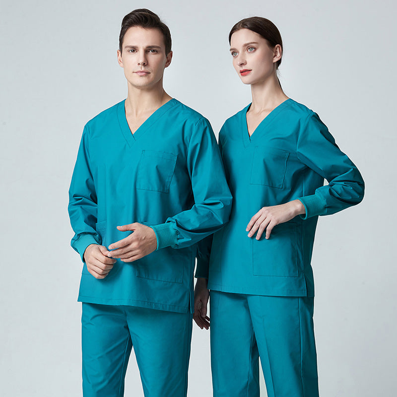 スクラブ上下セット 長袖 男女兼用 XS〜XXXL 5色