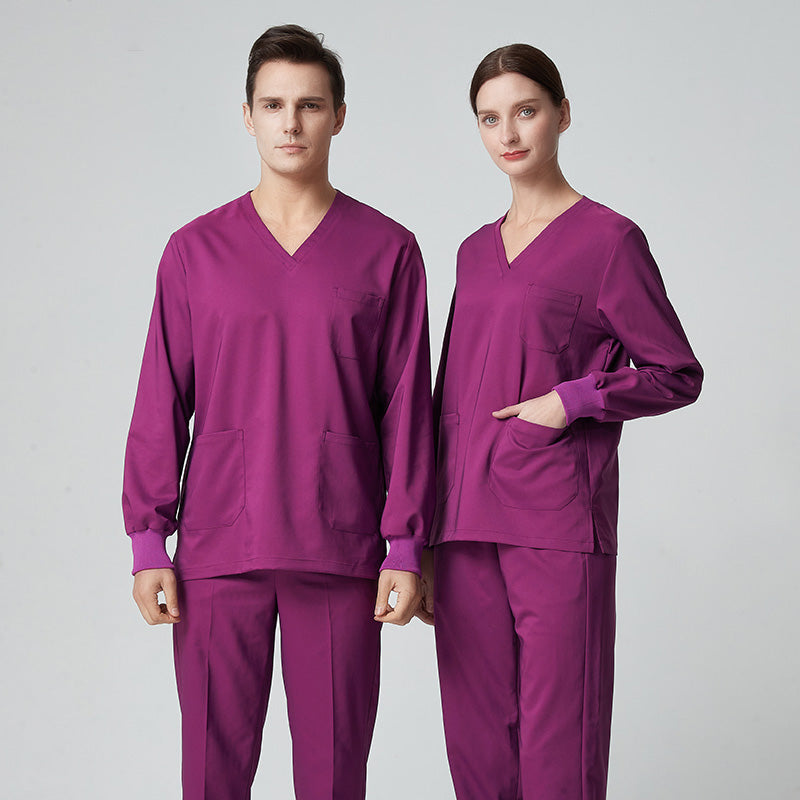 スクラブ上下セット 長袖 男女兼用 XS〜XXXL 2色