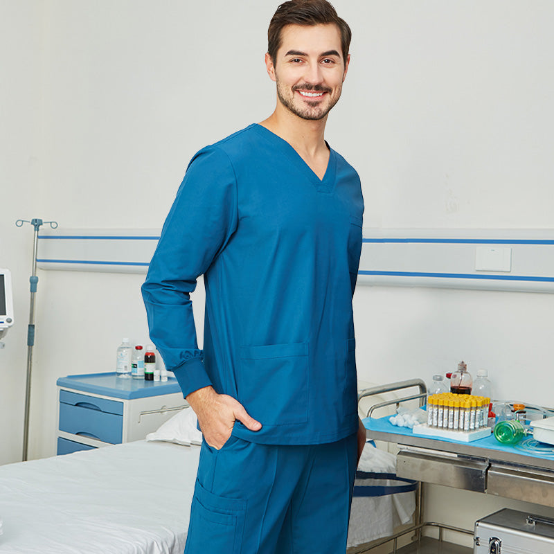 スクラブ上下セット 長袖 女性用 男性用 S〜XXL 2色