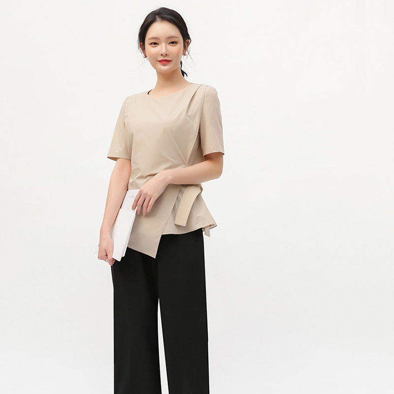 事務服 受付制服 七分袖 パンツ 女性用 S〜XXL 2色