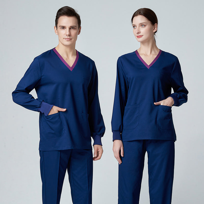 スクラブ上下セット 長袖 男女兼用 XS〜XXXL 2色