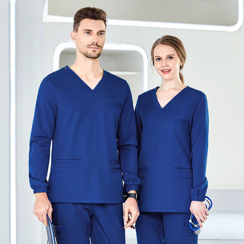 スクラブ 長袖 男女兼用 S～XXXXL 4色