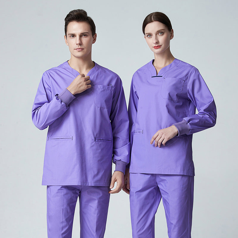 スクラブ上下セット 長袖 男女兼用 XS〜XXXL 2色