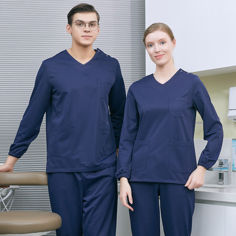 スクラブ上下セット 長袖 男女兼用 XS〜XXXL 3色