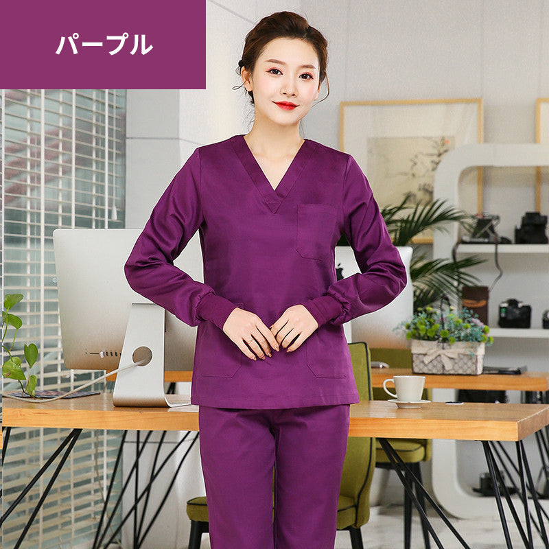 スクラブ上下セット 長袖 女性用 S〜XXL 5色