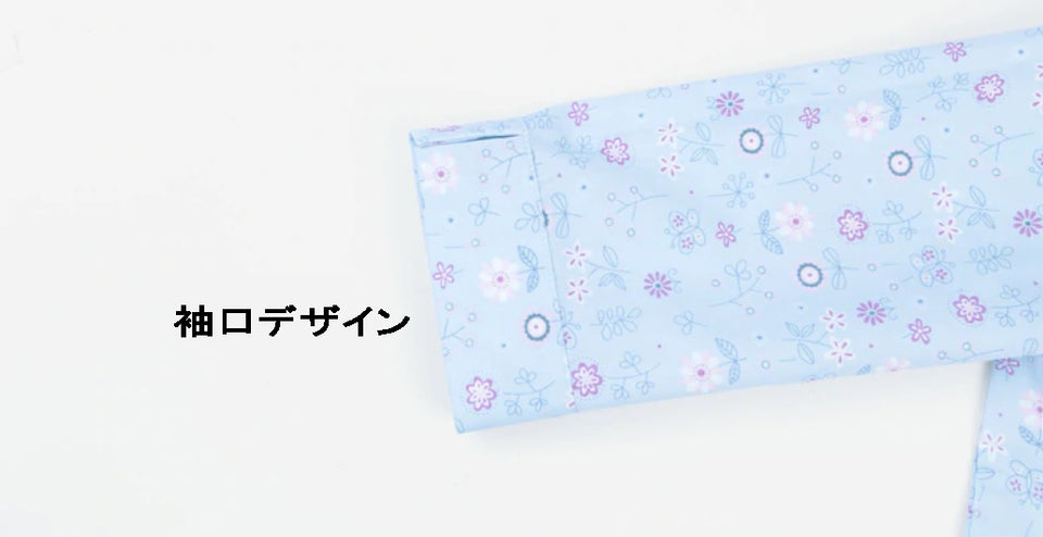 スクラブ上下セット 7分袖 女性用 花柄プリント XS〜2XL
