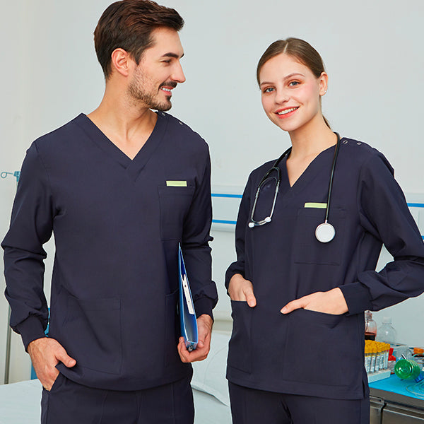 スクラブ上下セット 長袖 女性用 男性用 S〜XXL 4色