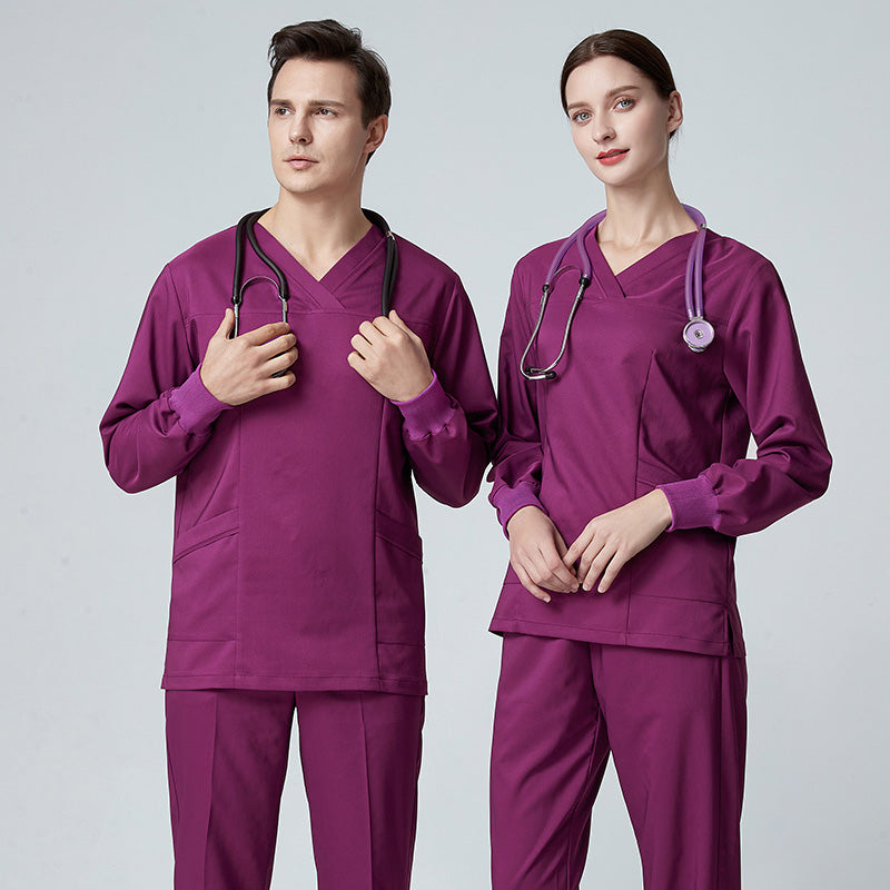 スクラブ上下セット 長袖 男女兼用 XS〜XXXL 3色