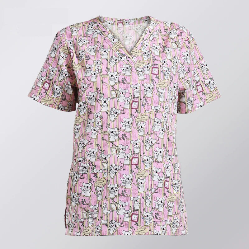 スクラブ 半袖 動物プリント 5色 XS〜2XL