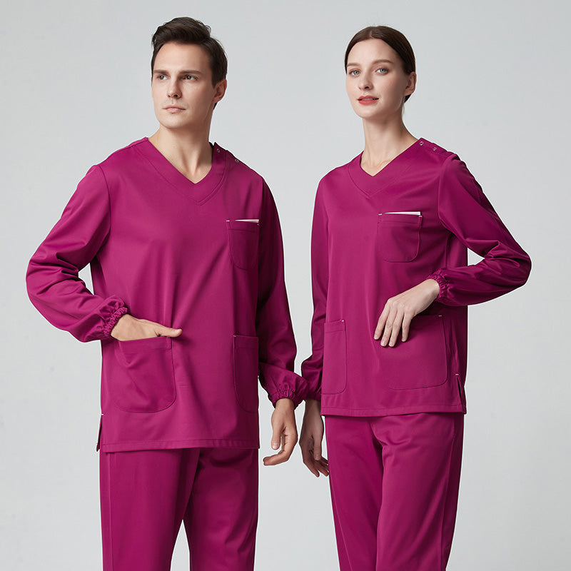 スクラブ上下セット 長袖 男女兼用 XS〜XXXL 4色