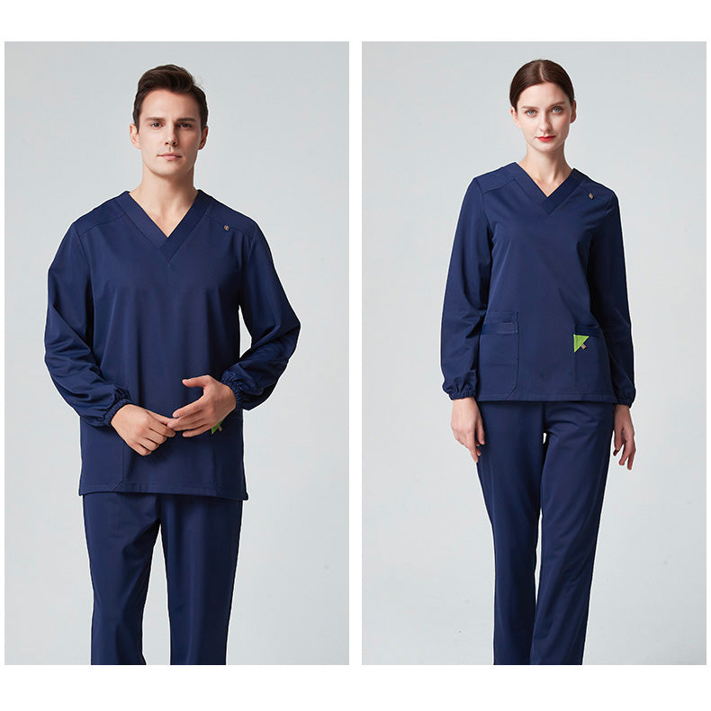 スクラブ上下セット 長袖 男女兼用 XS〜XXXL 2色