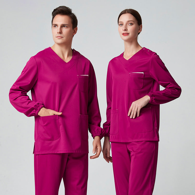 スクラブ上下セット 長袖 男女兼用 XS〜XXXL 4色