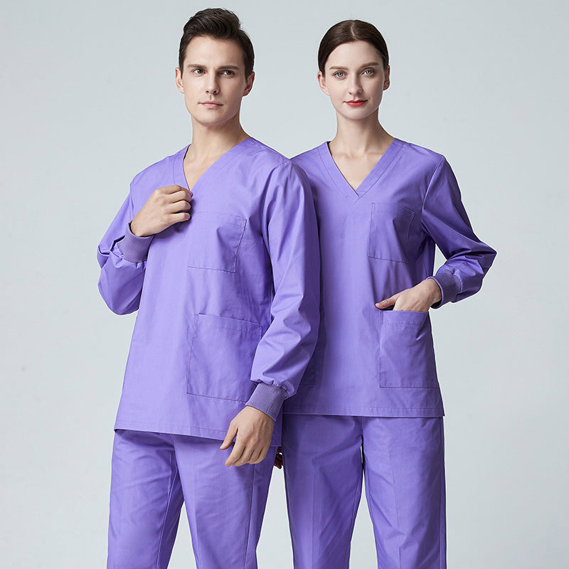 スクラブ上下セット 長袖 男女兼用 XS〜XXXL 5色