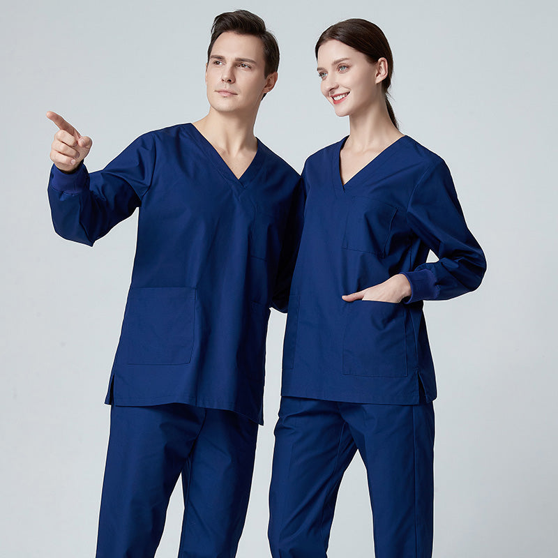 スクラブ上下セット 長袖 男女兼用 XS〜XXXL 5色