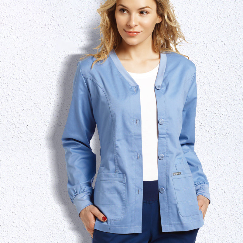 ナースジャケット 長袖 女性用 ボタン S〜XXXL