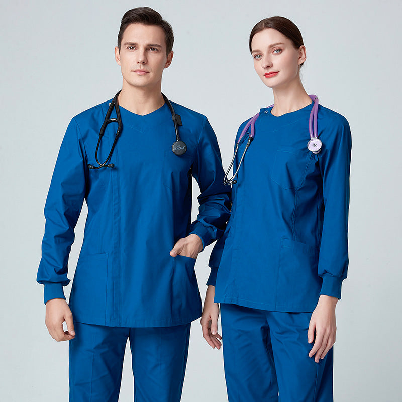 スクラブ上下セット 長袖 男女兼用 XS〜XXXL 5色