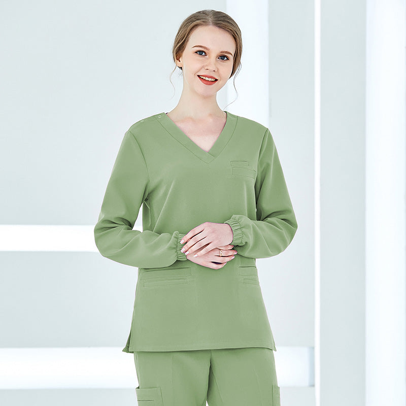 スクラブ 長袖 男女兼用 S〜XXXL 9色