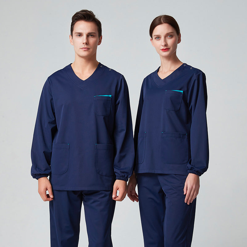 スクラブ上下セット 長袖 男女兼用 XS〜XXXL 4色