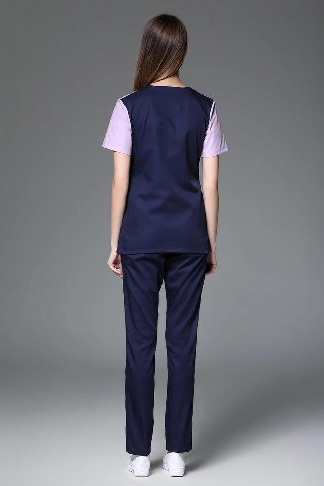 スクラブ上下セット 半袖 バイカラー 女性用 2色展開 S〜XXL