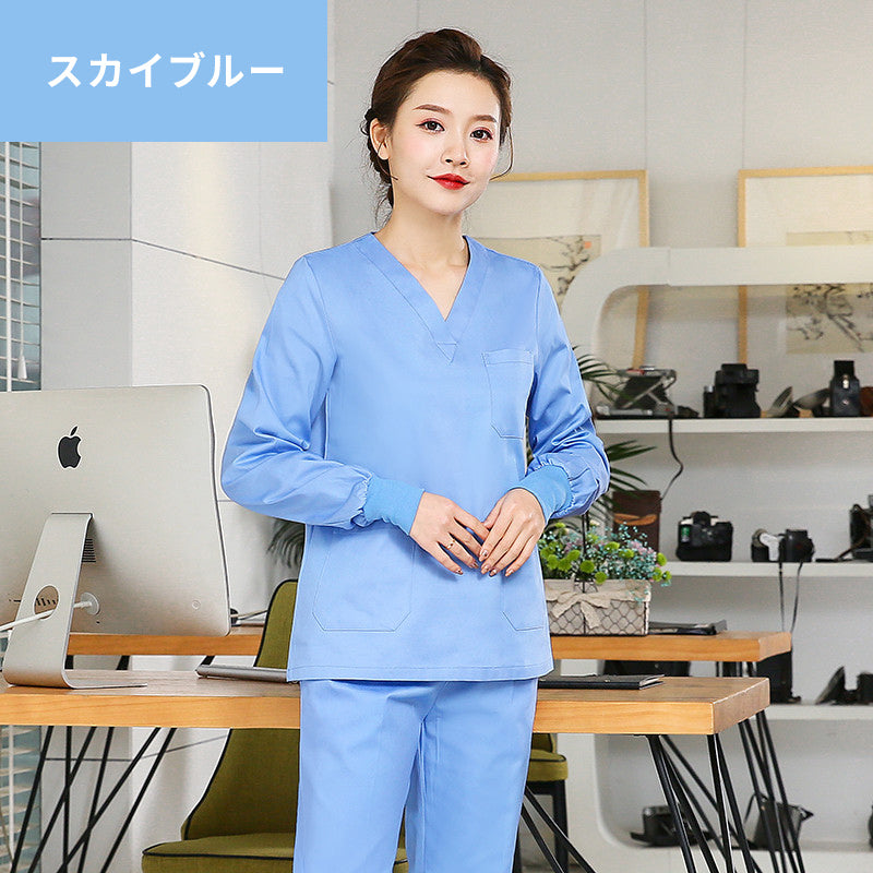 スクラブ上下セット 長袖 女性用 S〜XXL 5色