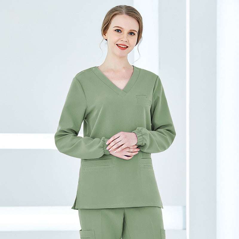 スクラブ 長袖 男女兼用 S〜XXXL 9色