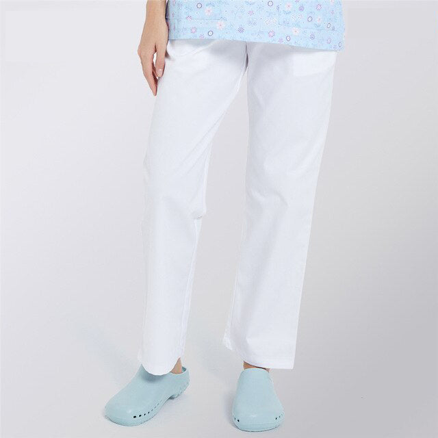 スクラブ上下セット 7分袖 女性用 花柄プリント XS〜2XL