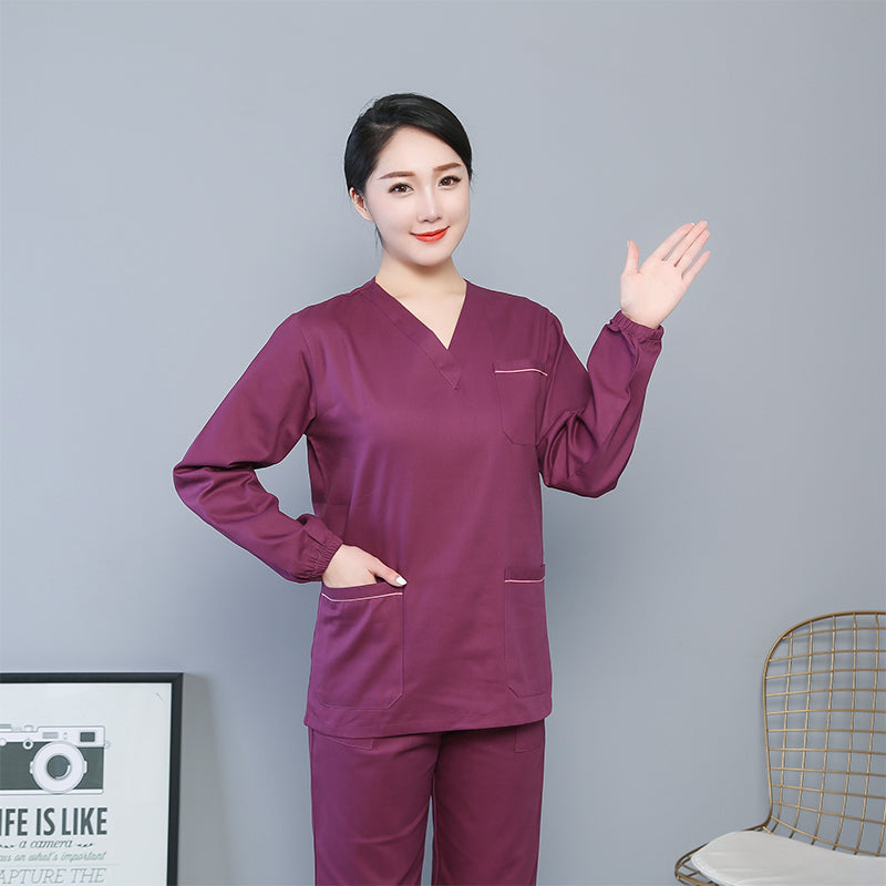 スクラブ上下セット 長袖 女性用 S〜XXXL 5色