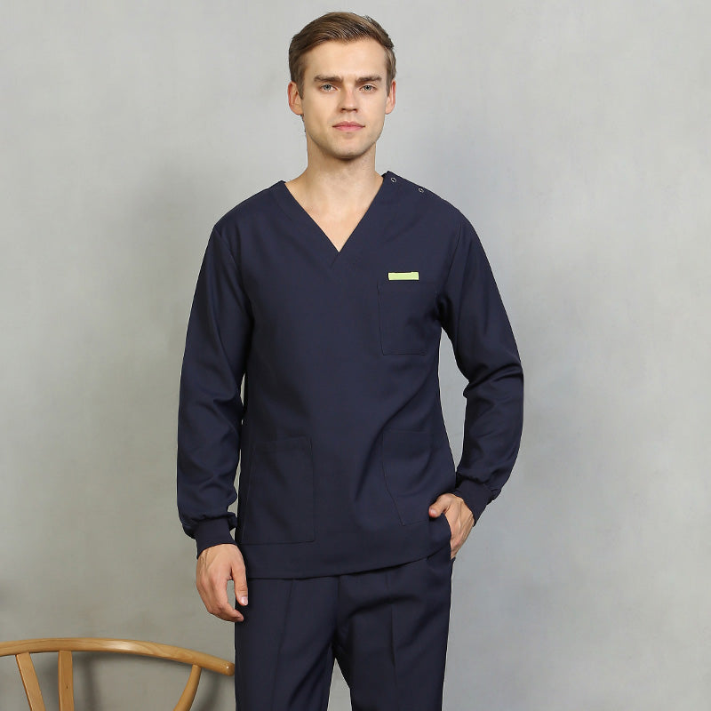 スクラブ上下セット 長袖 男性用 S〜XXL 2色