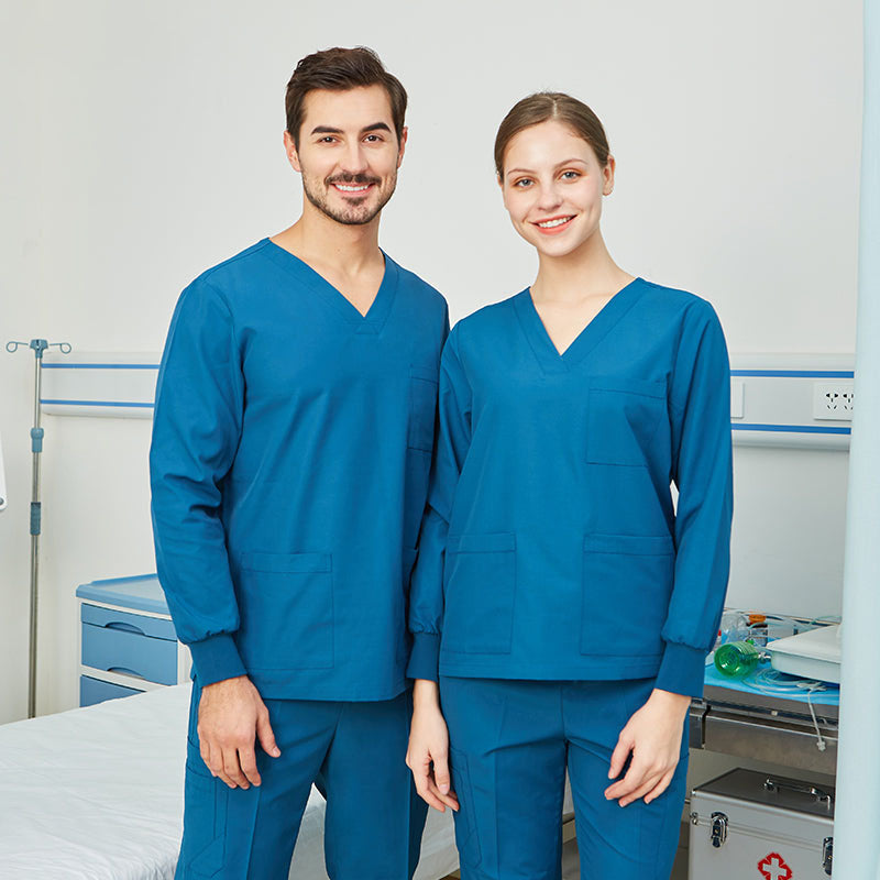 スクラブ上下セット 長袖 女性用 男性用 S〜XXL 2色