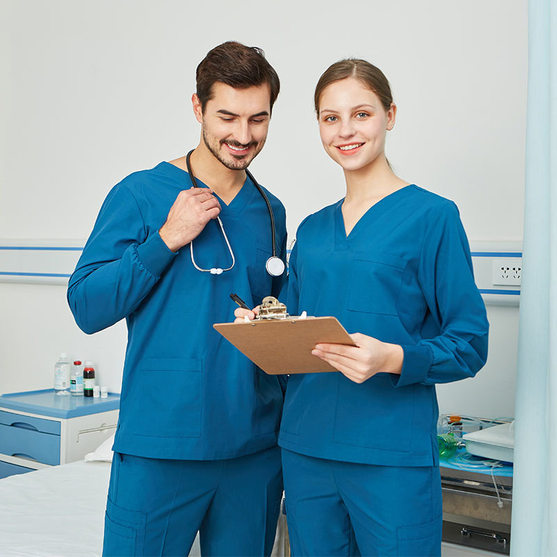 スクラブ上下セット 長袖 女性用 男性用 S〜XXL 2色