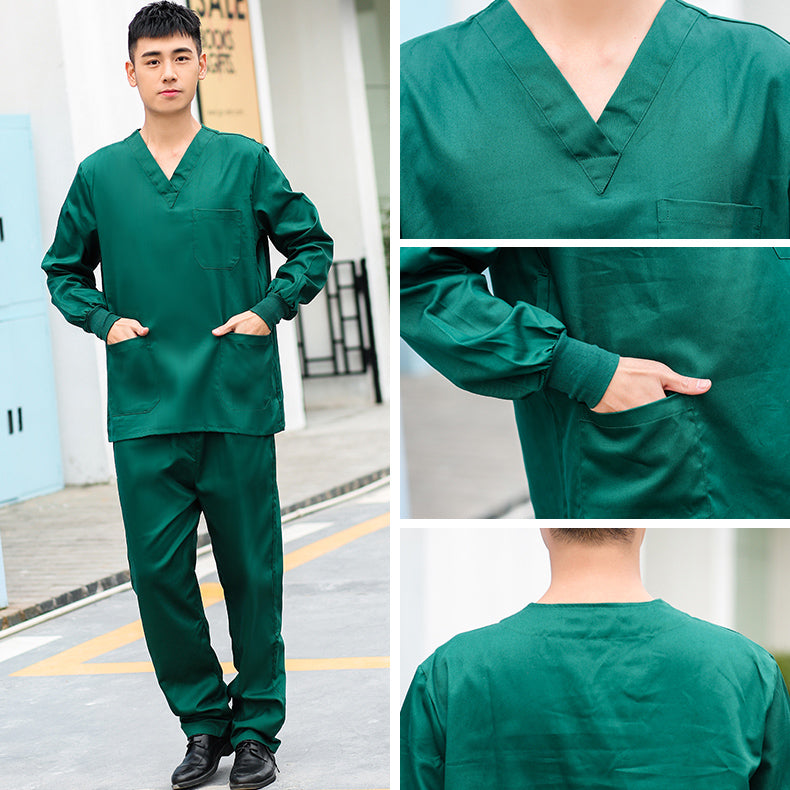 スクラブ上下セット 長袖 男性用 S〜XXXL 9色