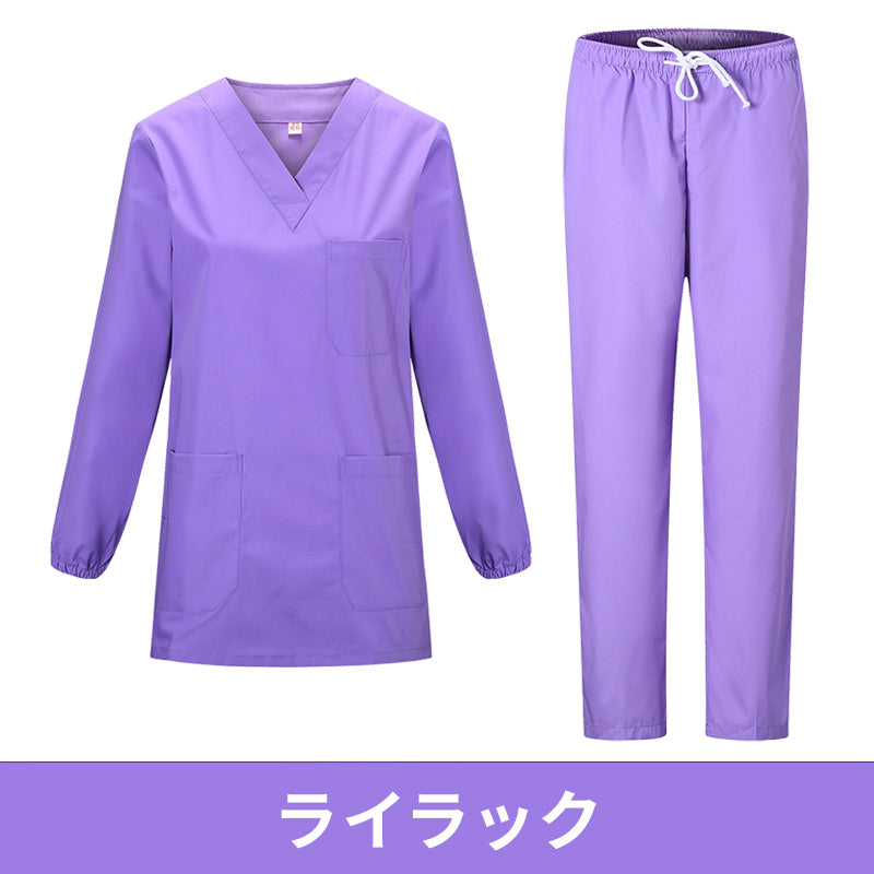 スクラブ上下セット 長袖 女性用 S〜XXXL 9色