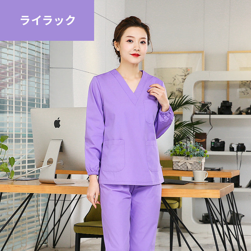 スクラブ上下セット 長袖 女性用 S〜XXL 5色