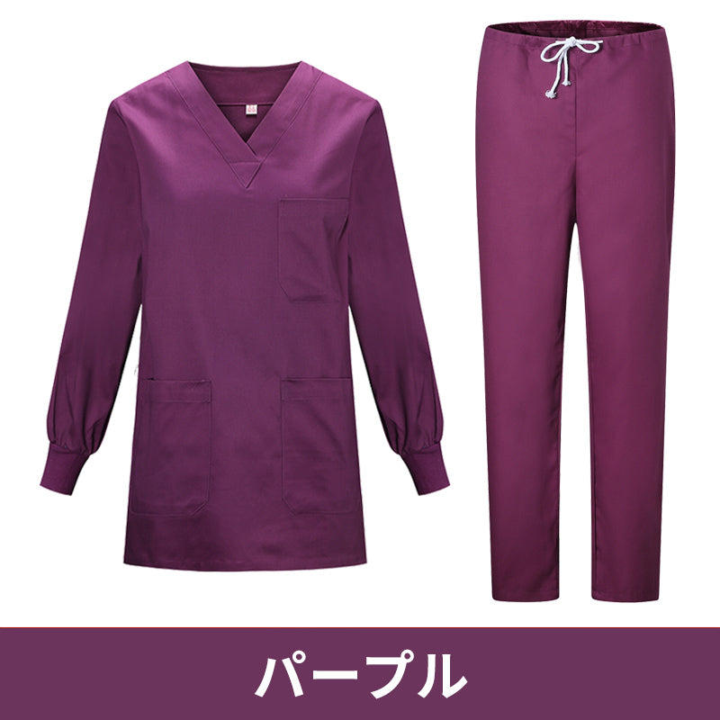 スクラブ上下セット 長袖 女性用 S〜XXXL 9色