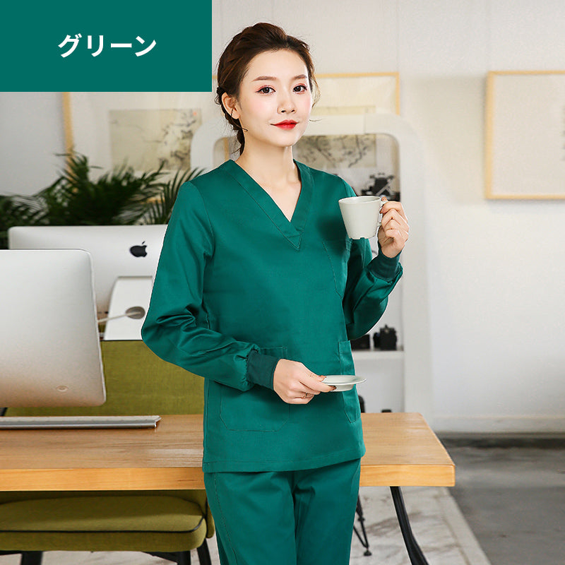 スクラブ上下セット 長袖 女性用 S〜XXL 5色