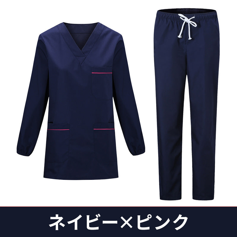 スクラブ上下セット 長袖 女性用 S〜XXXL 9色
