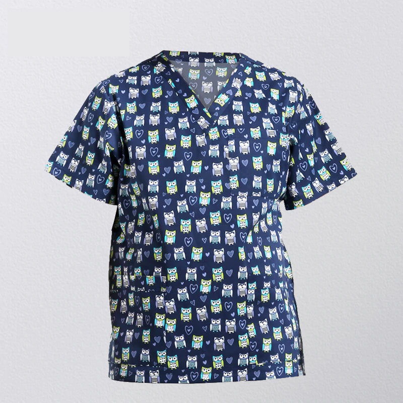 スクラブ 半袖 動物プリント 5色 XS〜2XL