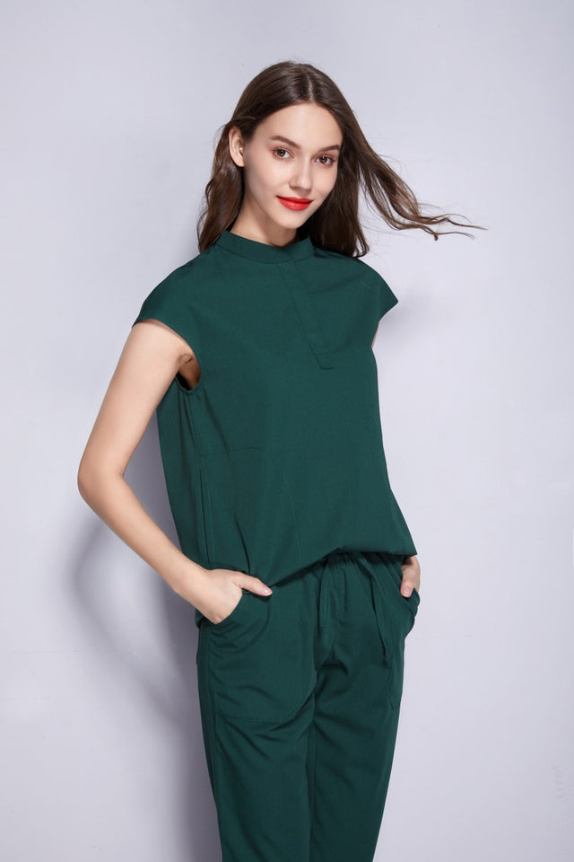 スクラブ上下セット フレンチスリーブ 女性用 全3色 S〜L