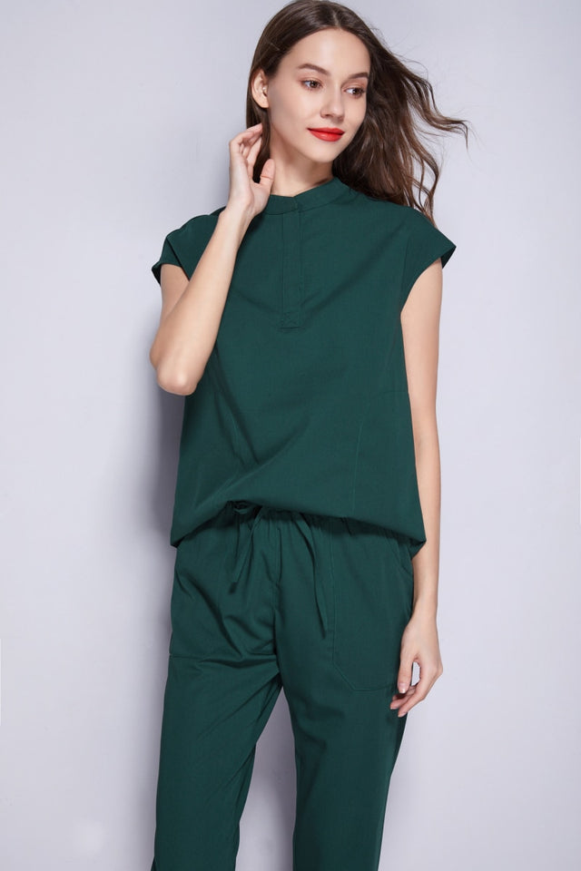 スクラブ上下セット フレンチスリーブ 女性用 全3色 S〜L