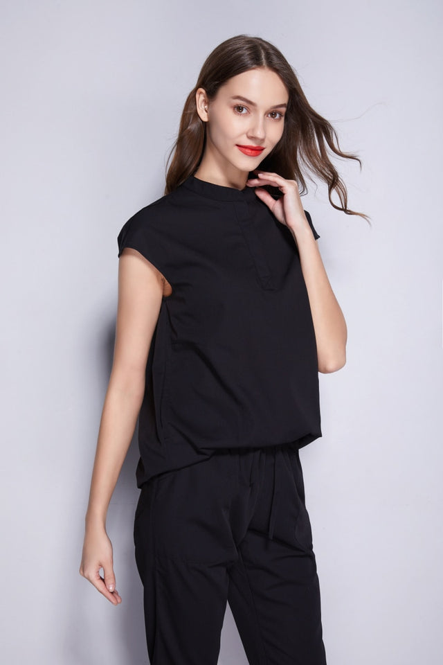 スクラブ上下セット フレンチスリーブ 女性用 全3色 S〜L