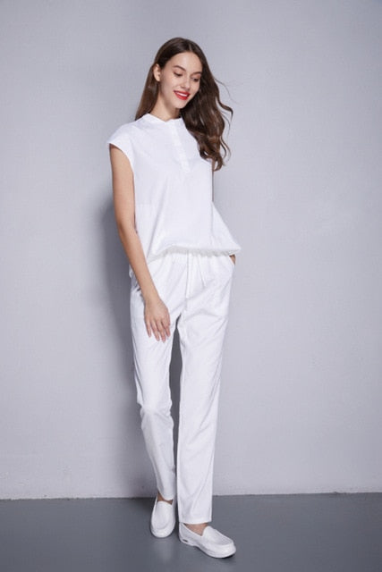 スクラブ上下セット フレンチスリーブ 女性用 全3色 S〜L